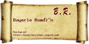 Bayerle Román névjegykártya